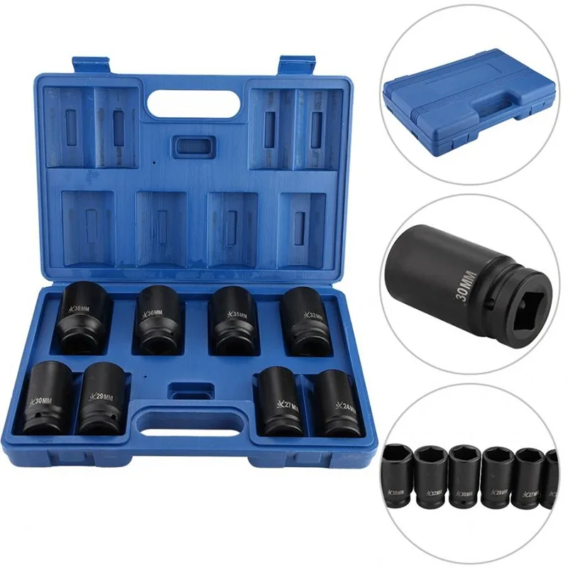 

8pcs 1/2 Inch Durable Drive Deep Impact Socket Set 22-41mm Drive Impact Socket