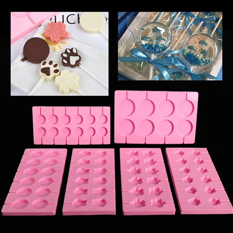 

1Pc Silicone Lollipop Mold Set with 12pcs Lollipop Sucker Sticks Candy Mold Sucker Molds and Chocolate Hard Candy Mold