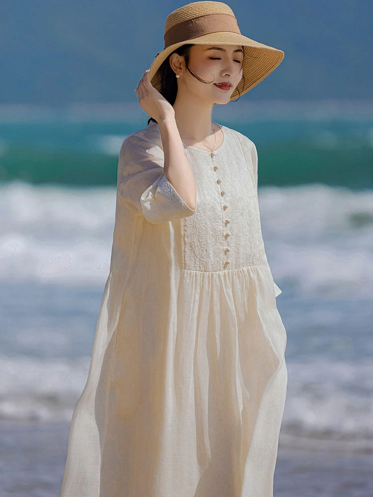 Высококачественное женское платье с вышивкой Рами весна-лето 2024 Новое