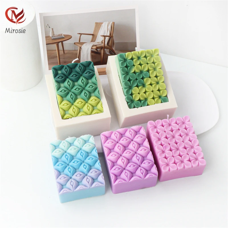 

Mirosie Nordic Style Silicone Petal Flower Soap Mold Four-leaf Clover Fondant Square Multi-eye Scented Candle Mold Soap Making