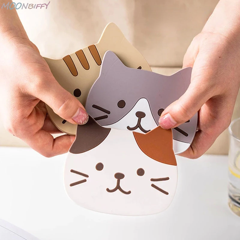 

Подставка под горку с милым котом, подставка под столовую, водонепроницаемая, теплоизоляционная, нескользящая Подставка под миску, мультяш...