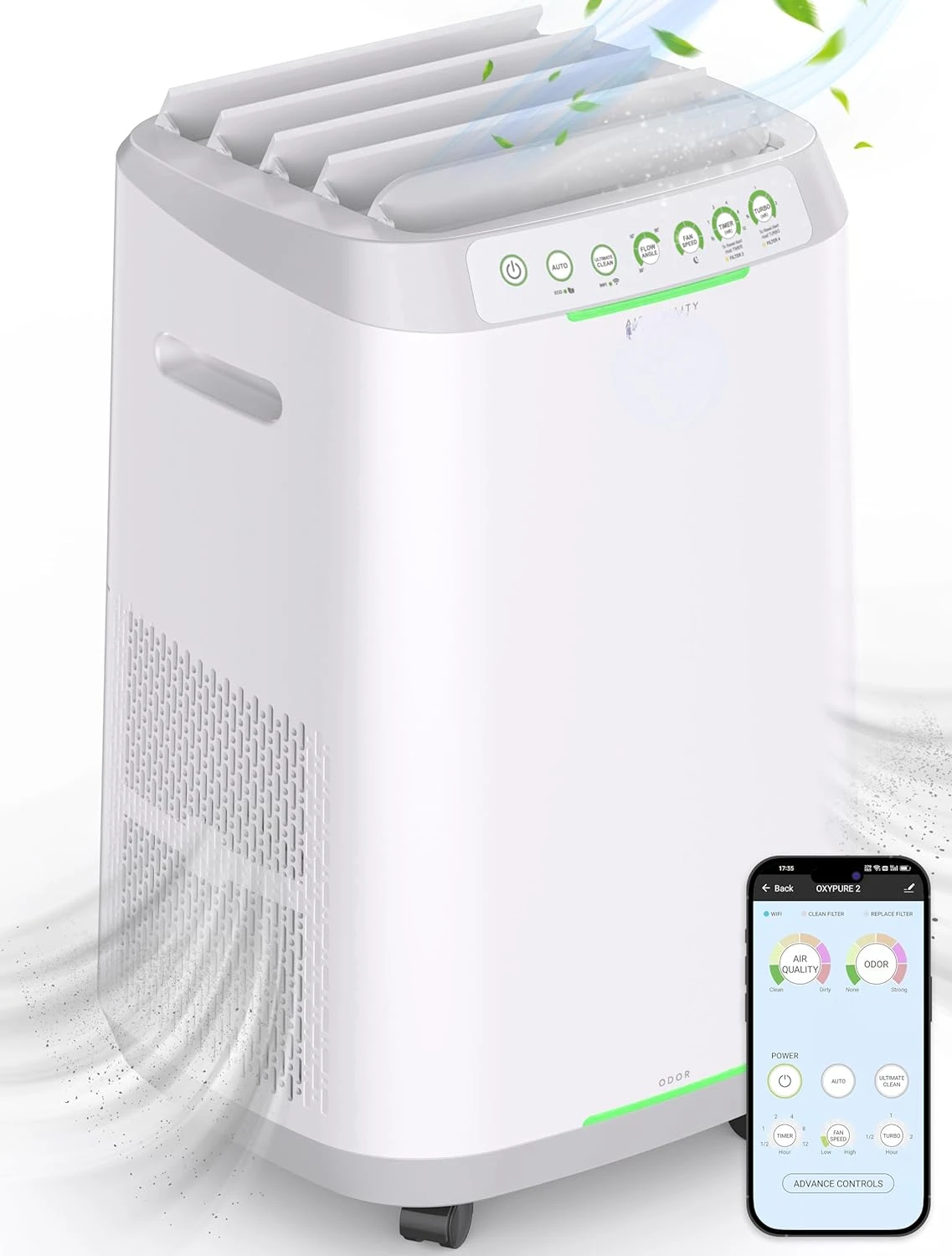 

ZERO Smart Air Purifiers, ZERO Waste & ZERO Filter Replacements, Air Purifiers Covers Up to 2002 Sq.Ft. for Home Large Room