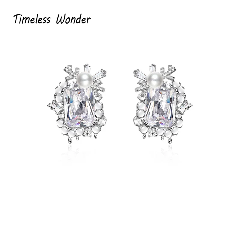 

Timeless Wonder Zirconia Imitation Pearl Snowflake Stud Earrings Women Designer Jewelry Ins Kpop Runway Party Gift Rare Mix 3258