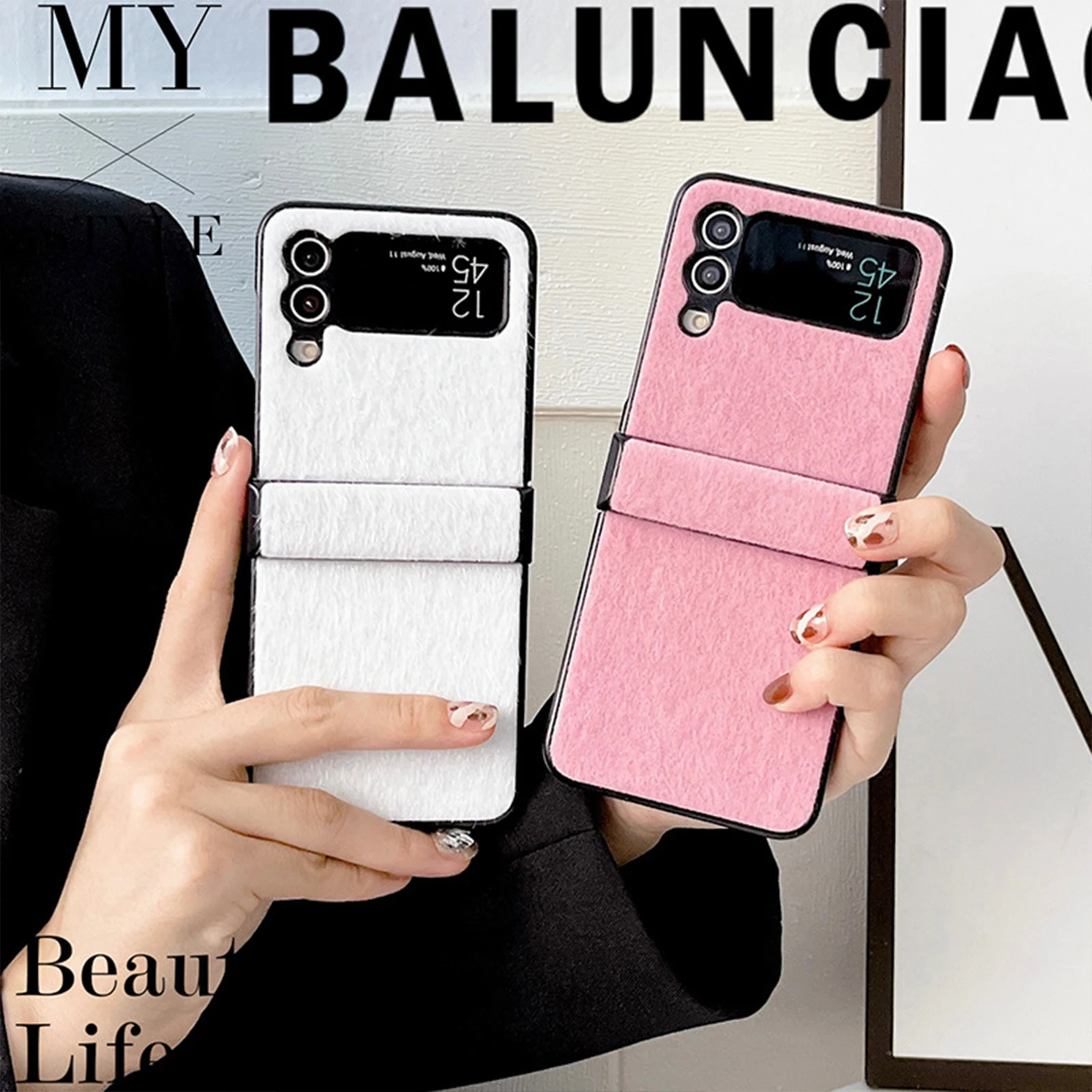 

2022 for Samsung Galaxy Z Flip 4 5G Plush Case Thin Slim Shockproof Case Protective Retro Phone Cover for Z Flip 4 Funda Women
