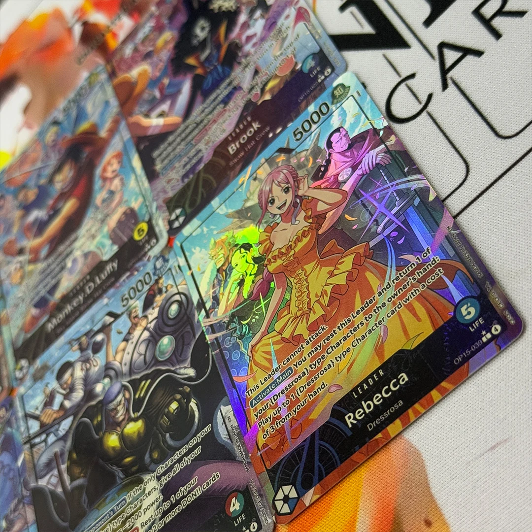 Фото Коллекционная карта DIY English Proxy One Piece Game Card Adventure On Kami’s Island Monkey.D.Luffy Enel Rebecca Brook OPCG 15 №4
