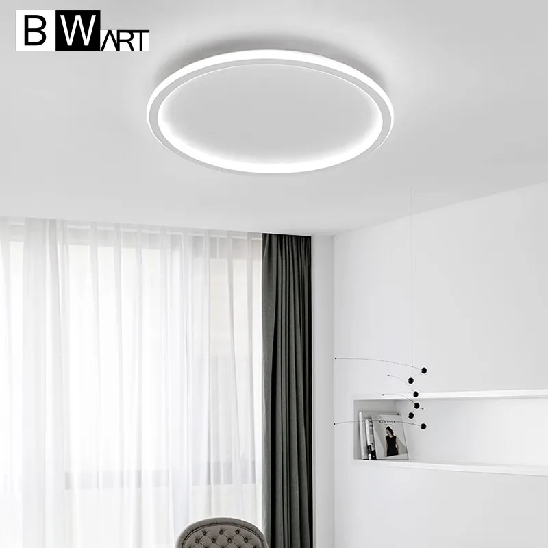 Современный светодиодный потолочный кулон BWART для освещения гостиной, ресторана, холла Circle light on.