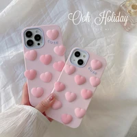 ins cute pink love heart phone case for iphone 12 13 11 pro max x xs xr anti fall silicone multiple peach heart cases cover