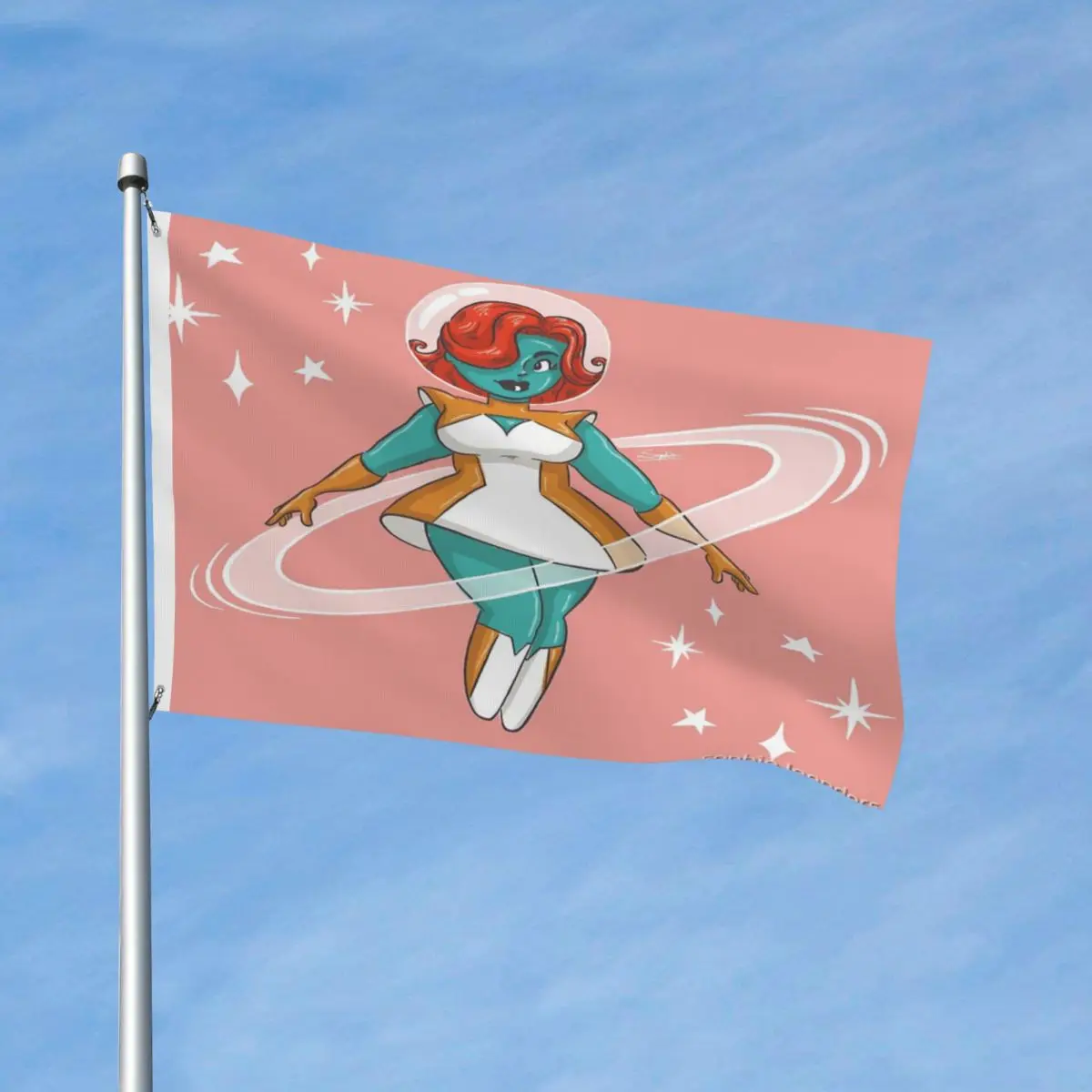 

Space Age Flag Decor Vintage Outdoor Lawn Vibrant Colors Drapey Delicate