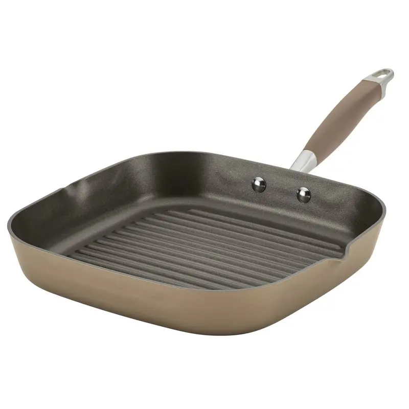 

2023 New Home Hard Anodized Nonstick Deep Square Grill Pan, 11 inch, Bronze Non-stick Pan Frying Steak Pancake Cookware Pans Kit