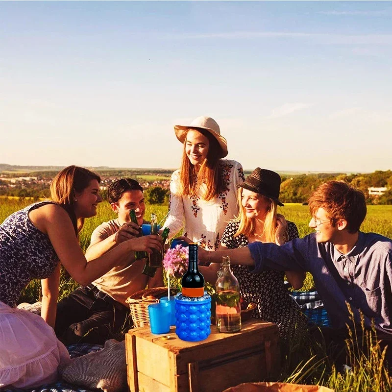 Портативная большая силиконовая форма для льда 2 в 1 с крышкой компактный