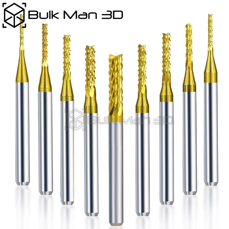 

10pcs 0.6-3.175mm Carbide PCB Milling Cutter Set 3.175mm Shank PCB Machine Engraving Bit End Mill
