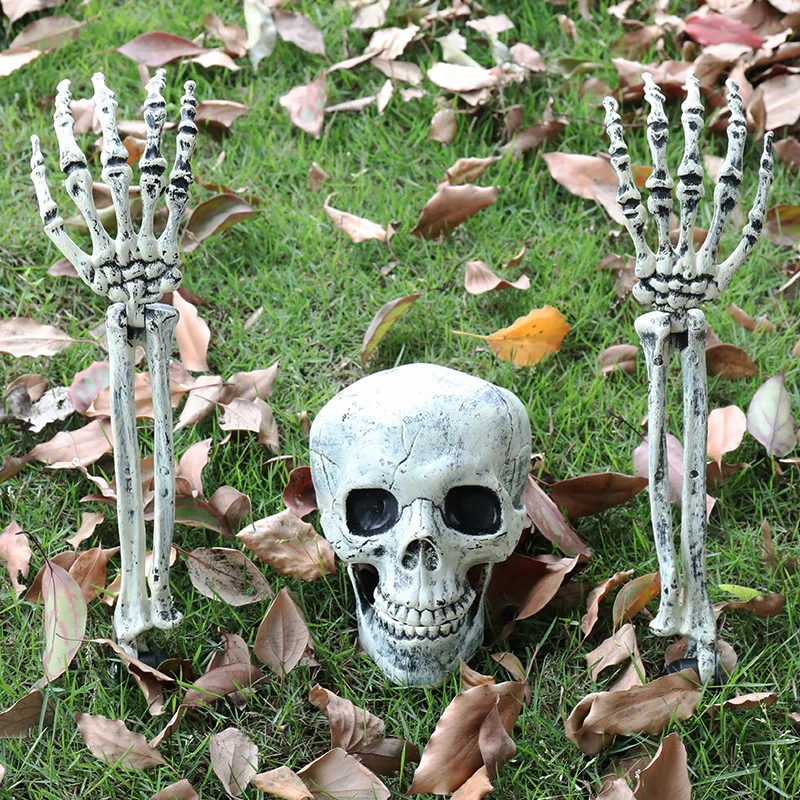 

Realistic Skeleton Stakes Halloween Decorations Scary Skull Skeleton Hand Bone For Yard Lawn Stake Garden Graveyard home decor