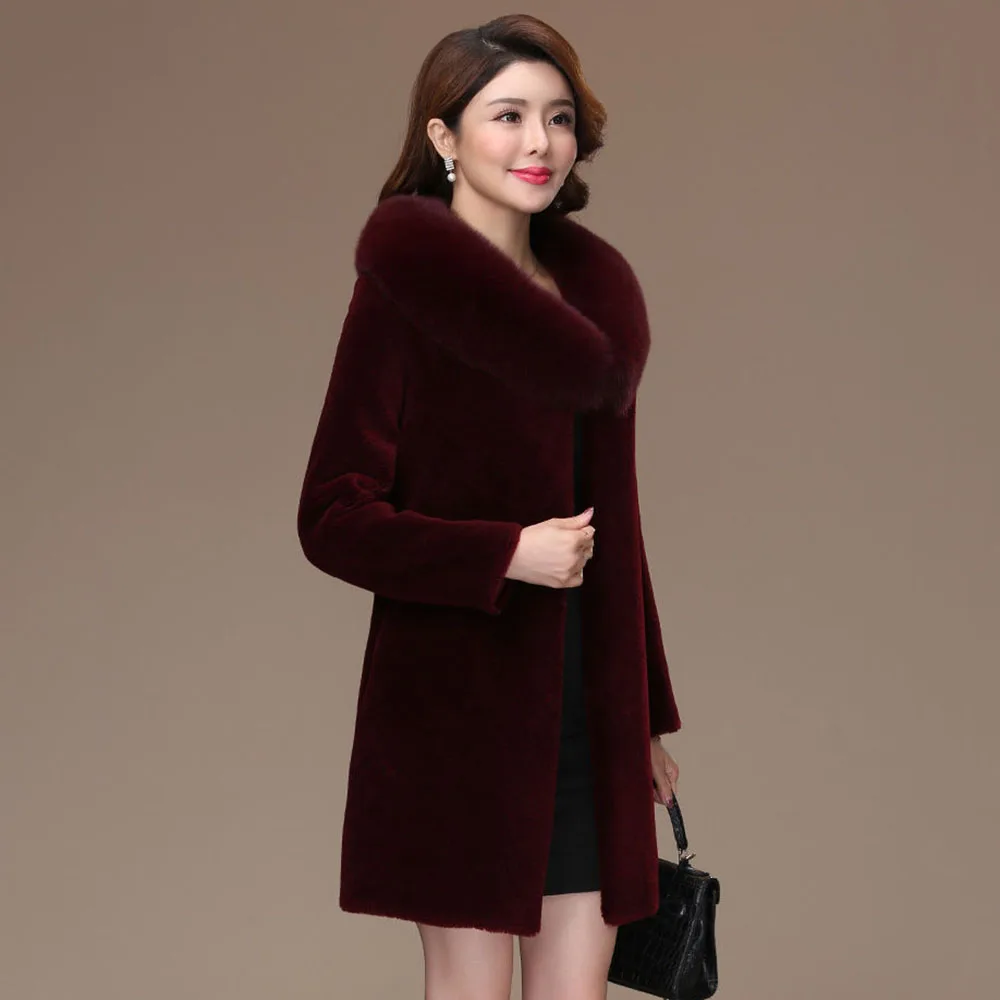 Модное меховое пальто темпераментная длинная овечья стрижка гранулы имитация