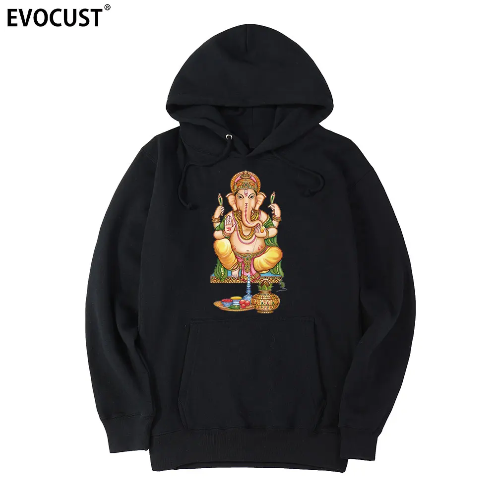 їзді GANESH GOD Hinduski słoń Ganesha mężczyźni Bluzy z kapturem bluzy damskie unisex czesana bawełna