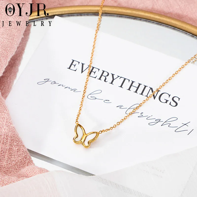 OYJR Kpop Butterfly Necklaces for Women Butterfly Pendant Necklace Collarbone Chain Collares Ladies Valentine's Day Gifts