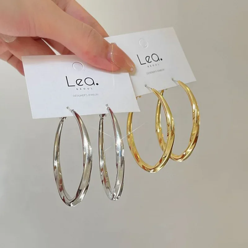 Металлические большие серьги-кольца в стиле панк витые круглые серьги-петли для