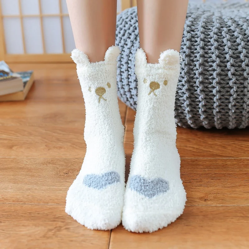 

Winter Coral Fleece Socks Female Plush Home Confinement Sweet Adult Thickening Cute Sleeping Sleeping Socks