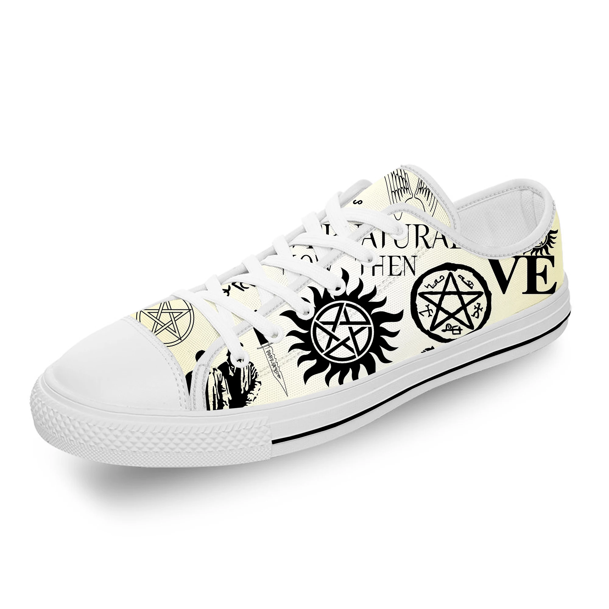 

Supernatural Winchester Bros White Cloth Fashion 3D Print LowTop Canvas Shoes Men Women Lightweight Breathable Sneakers