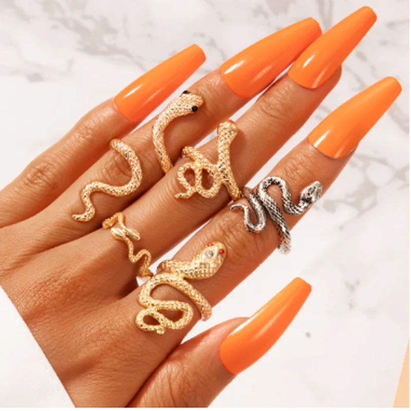 

High Quality Snake Ring for Women Girls Fashion Trend 5 Pieces Set Rings Jewelry
