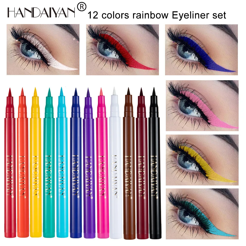 

12 Colors Eyeliner Liquid Pencil Waterproof Easy To Wear Make Up Matte Eye Liner Blue Red Green White Gold Brown Eyliner