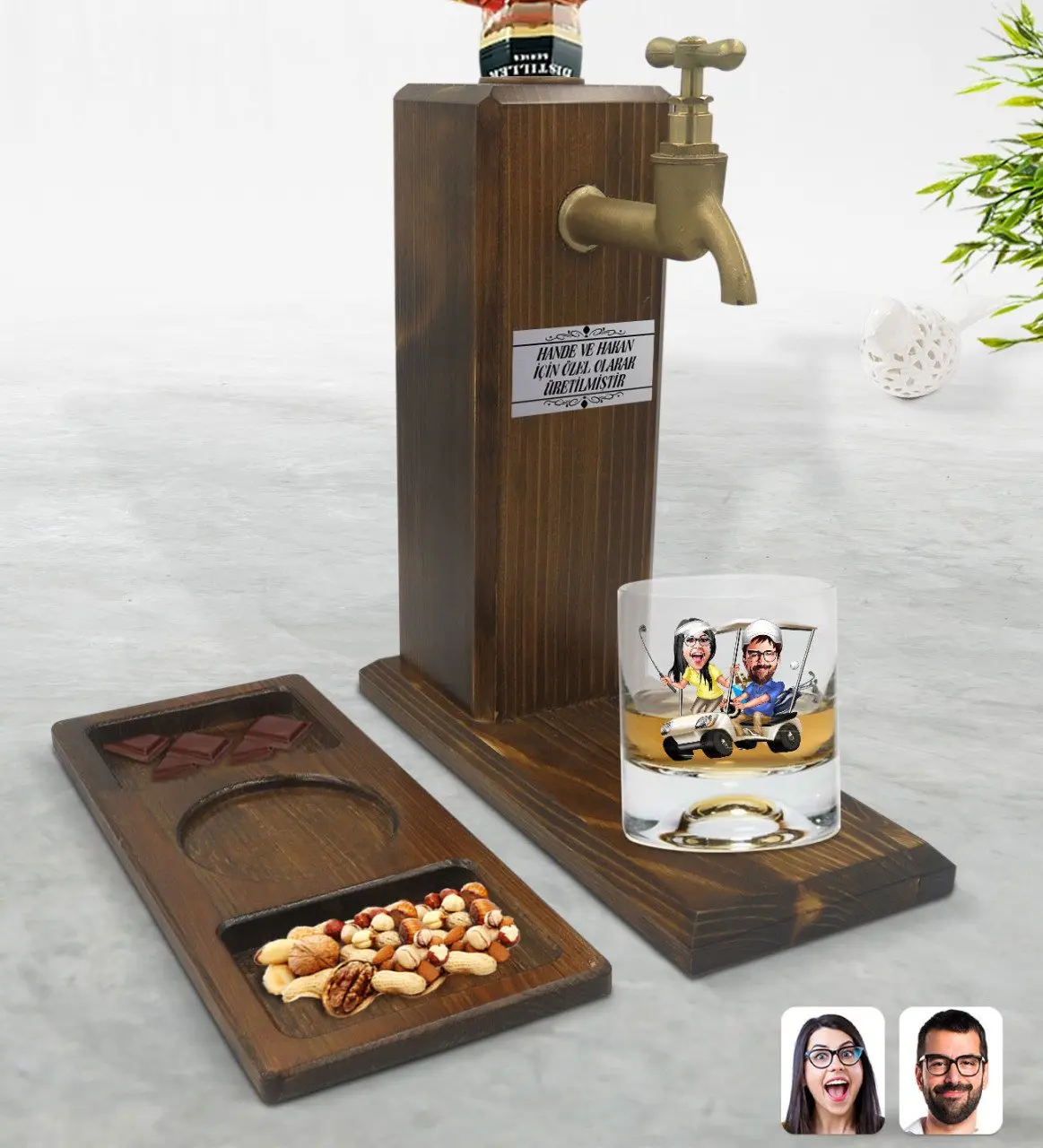 

Персонализированная подставка для виски в стиле Дня Святого Валентина, прямоугольная деревянная подставка из натурального дерева для през...