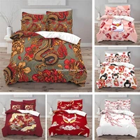 luxury 3d dragon print duvet cover and pillowcase japanese styles adults kids bedding sets soft queen and king euusau size