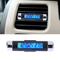 2 in 1 led car clock digital display backlight car air vent mount time clock thermometer auto ornament car accessories gifts