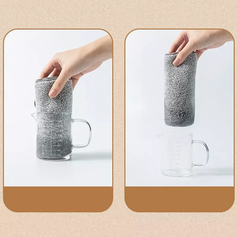 

New in Bamboo Charcoal Dishcloth Microfiber Kitchen Towel Thickened Absorbent Non-stick Oil Rags hand cleaning cloth christmas