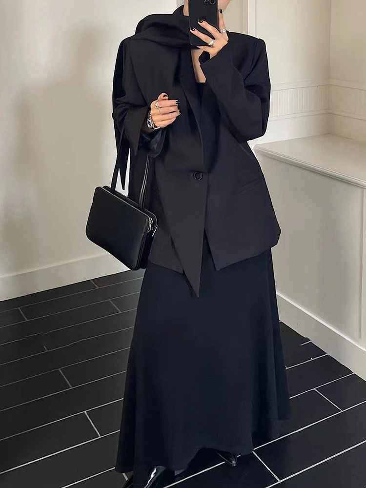 TWOTWINSTYLE однотонный лоскутный шарф уличная одежда блейзер для женщин с v-образным