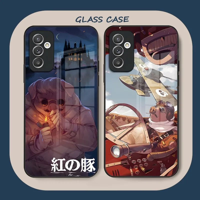 

Anime Porco Rosso Phone Case Tempered Glass For Samsung S23 S22 S20 A52 A51 A22 A12 A32 A72 Ultra Note 20 10 Pro Plus Coque