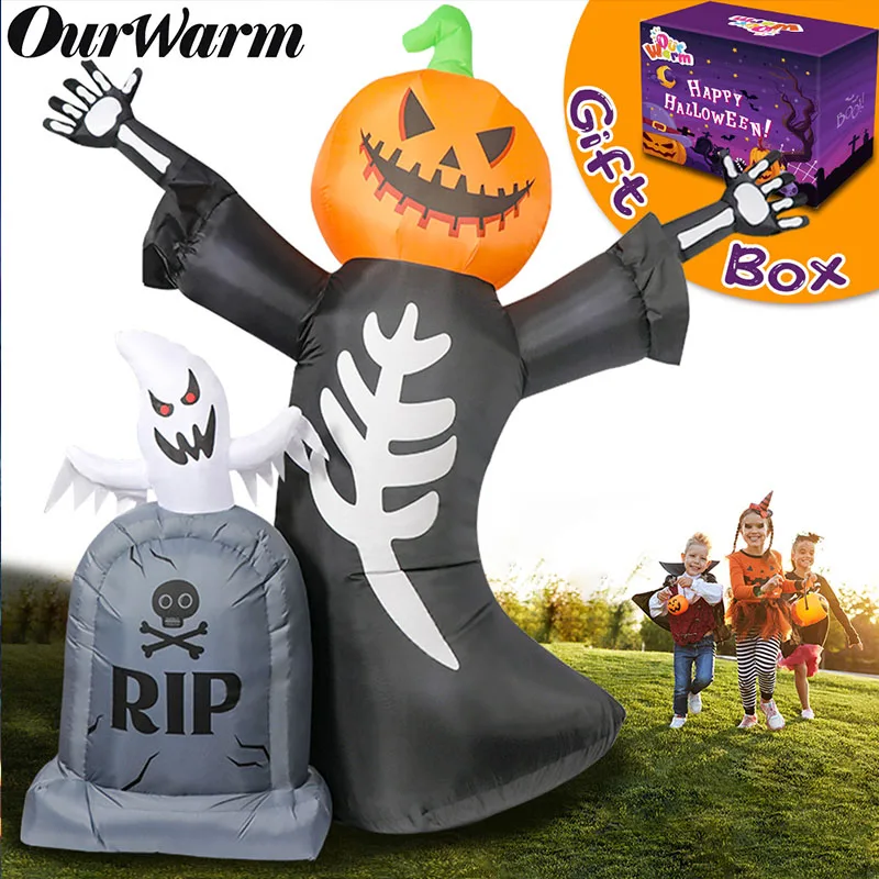 

Ourwarm Skull Inflatable Halloween Decoration For Home Party Supplies Halloween Accessories Horror Prop 8 Ft Giant Pumpkin Ghost