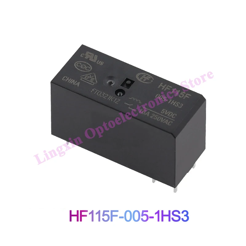 

5 шт./партия, реле JQX HF115F-005 012 024-1HS3, 6 контактов, 16 А, 100% В переменного тока