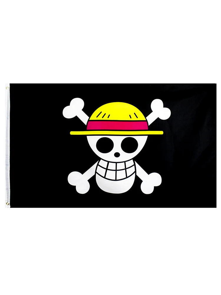 SKY FLAG pirate Monkey D. Luffy Skull Flag 90*150CM Polyester straw hat  pirates trumpet banner flag home decor - AliExpress