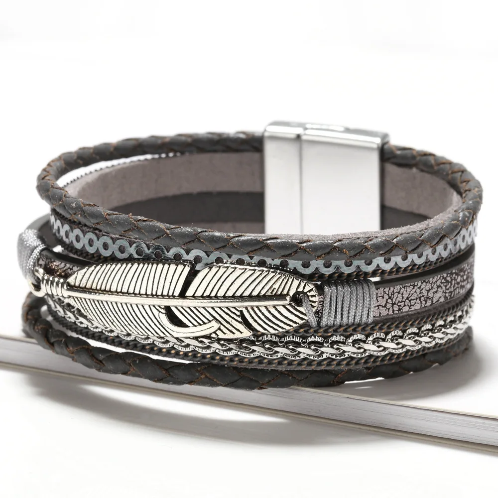 Оптовая продажа Лидер продаж плетеный браслет ручной работы из кожаного шнура