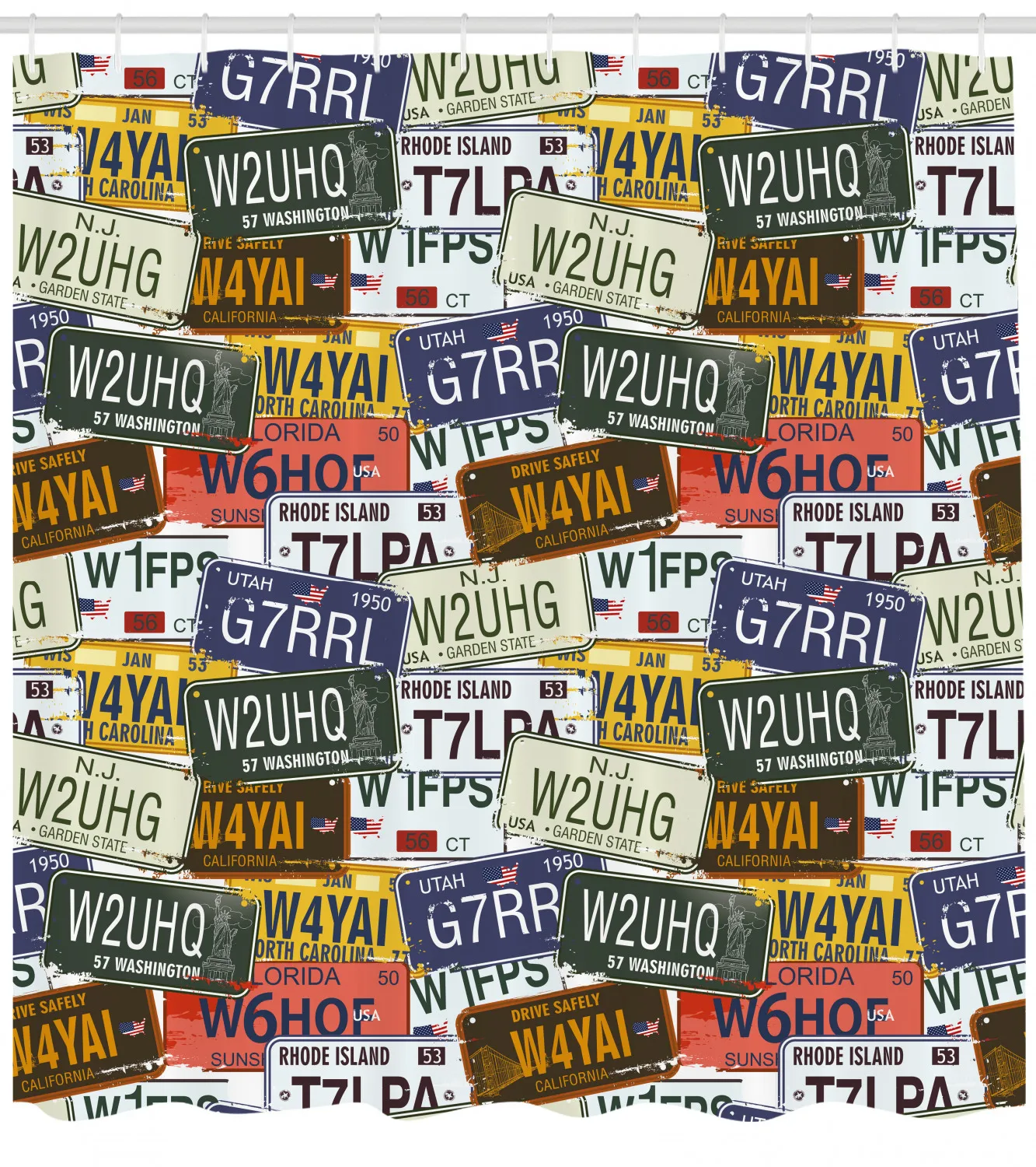 США занавеска для душа набор Ретро американские Авто номерные знаки Юта ванной