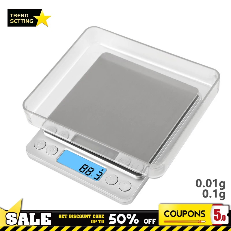 Высокоточные весы 0,01 г/0,1 г, цифровой дисплей, инструмент для измерения веса, кухонные весы для фитнеса