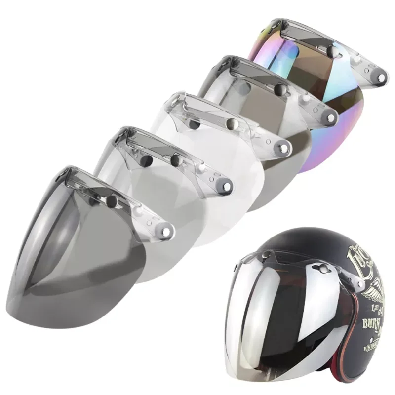 

1 Pc Motorcycle Helmet Bubble Visor 3-Snap Design Open Face Helmet Visor with PC Lens Gift for Motorcycle Enthusiasts