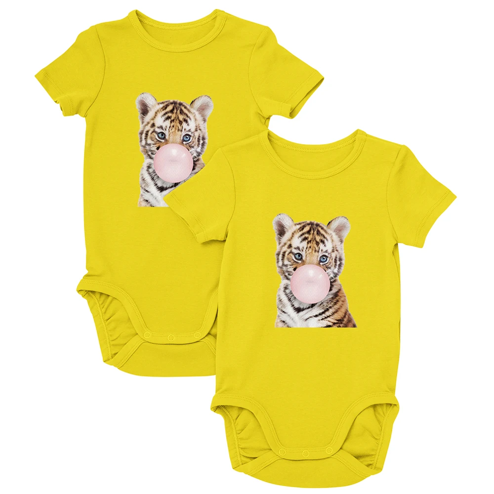 

Exquisite Fashion Animal Blowing Bubble Series Short Sleeve Baby Onesie Harajuku Tiger Kawaii Casual Comfort Newborn Romper