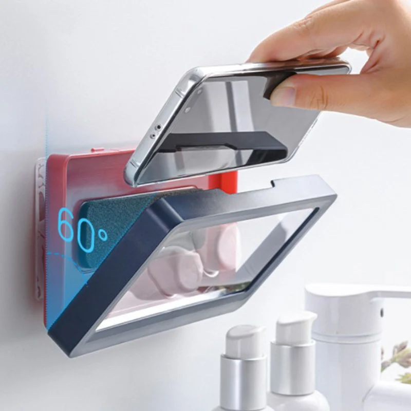 

Liner Tablet Or Phone Holder Waterproof Case Box Wall Mounted All Covered Mobile Phone Shelves Self-Adhesive Shower Accessories