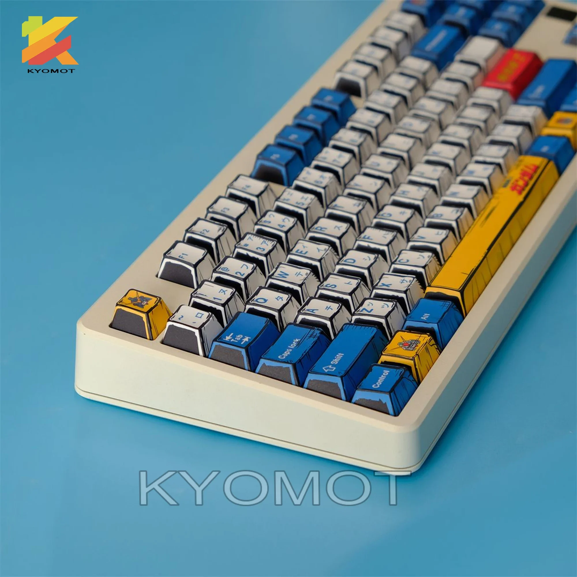 Фото KYOMOT 148 клавиш в стиле комиксов Gundamed Keycap Cherry Profile PBT Dye Sub Anime Game Keycap для DIY MX Switches Механическая клавиатура №5