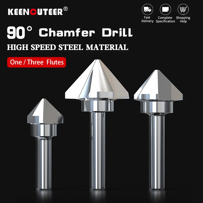 High-Speed Steel Straight-Shank Triple-Edge/Single-Edge 90-Degree Chamfering Bit Countersink Screw Deburring Srill 1/5/10Pcs