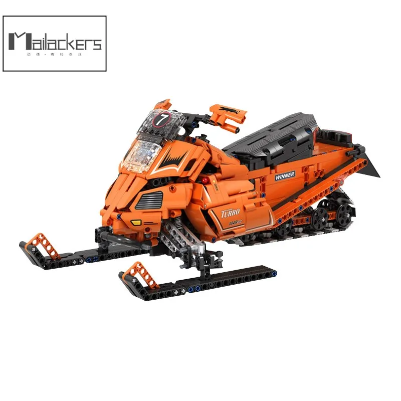 

Mailackers 1:8 Snowmobile Model Building Blocks City Snow Motorbike Bricks Technical Gift Toys for Children Toy Construction Kit