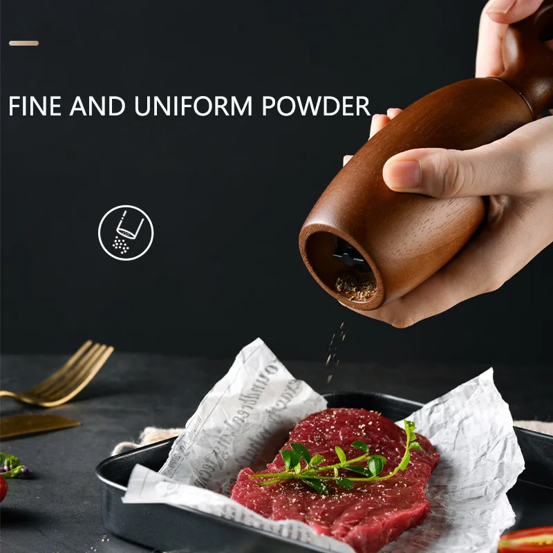 

Wood Pepper Grinders Manual Salt and Pepper Mill Adjustable Ceramic Household Seasoning Jar Black White Pepper Grinder