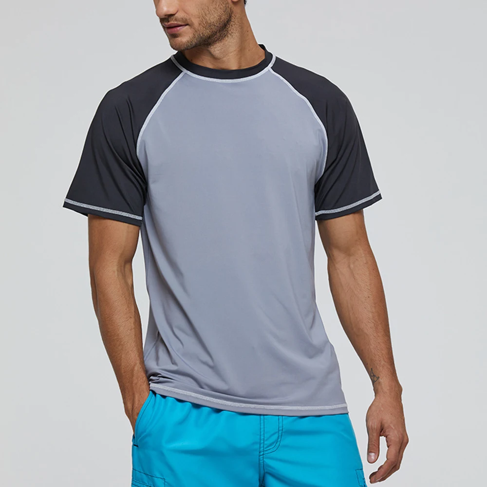 New men's large size short-sleeved loose sunscreen clothing UPF50+ outdoor water sports surfing swimming quick-drying shirt 2022