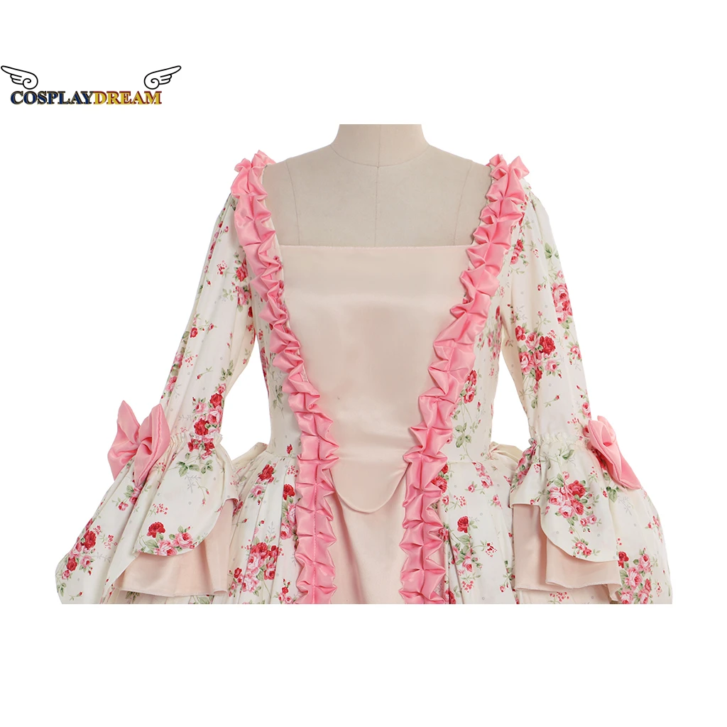 Благородное платье Рококо королевского двора розовое Цветочное бальное в стиле