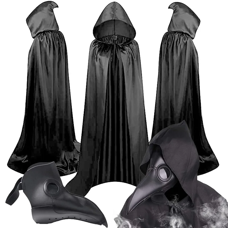 

Halloween Plague Doctor Cosplay Costume Hooded Cloak Birds Beak Mask Death Doctor Halloween Carnival Party Adult Costume Cloak