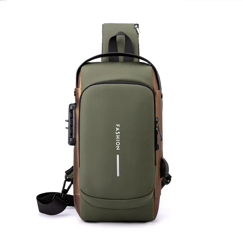 Chest Bag for Men Crossbody Bag Waterproof USB Shoulder Bag Anti-Theft Travel Messenger Chest Sling Pack Fashion Luxury Designer