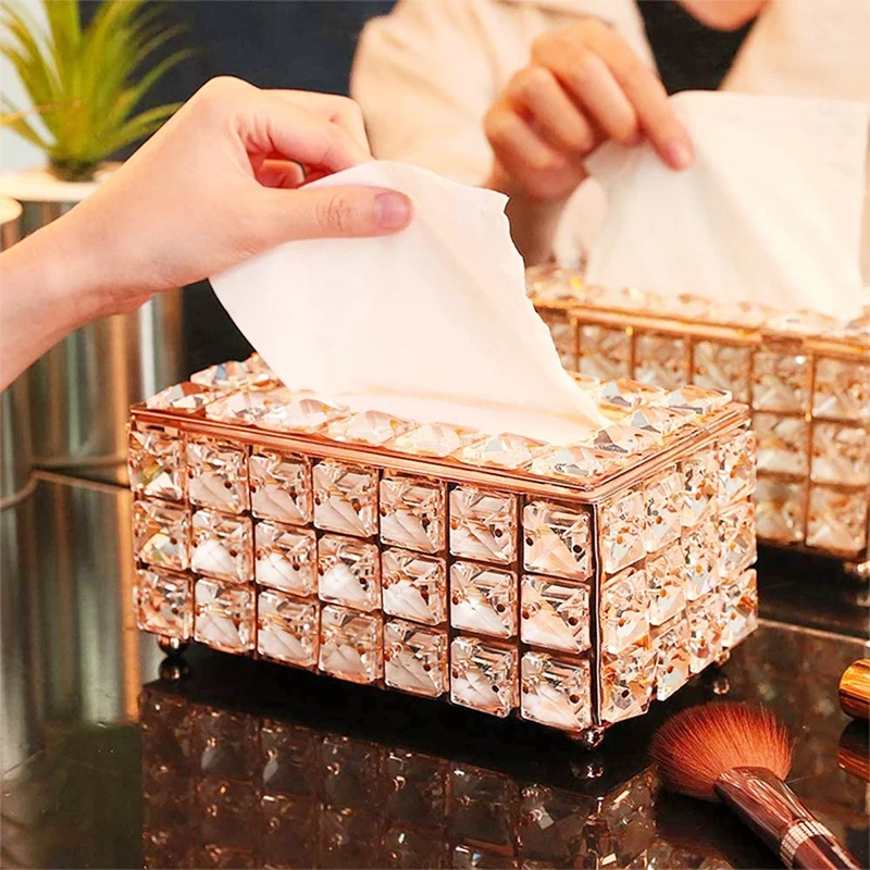 

Crystal Tissue Box Napkin Dispenser Tissue Tissue Napkin Holder Kitchen Living Room Dining Room Decoration