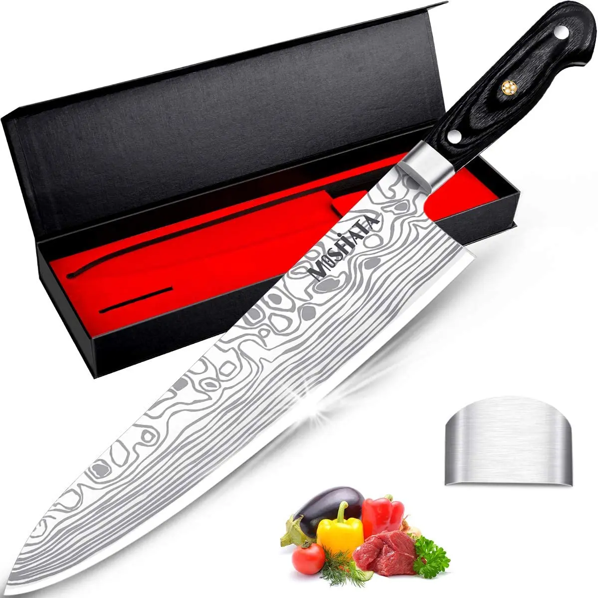 

Couteau de cuisine 18 cm, Couteau de cuisine professionnel Couteau de chef japonais Couteau à légumes acier inoxydable avec g