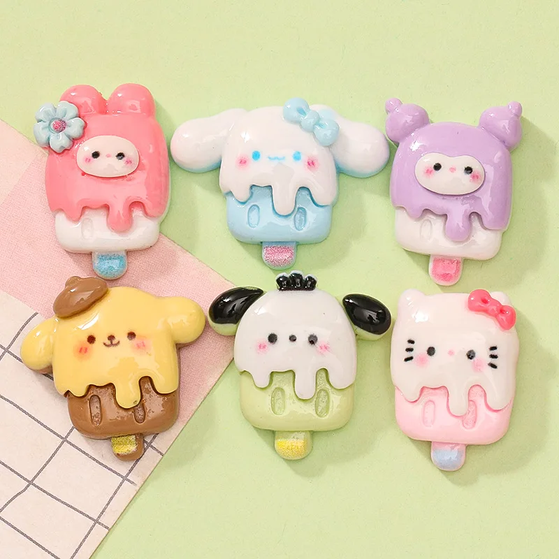 100 шт. Новый мультяшный Sanrio Seris Ice Cream Flatback Подвески из смолы поделки украшение DIY